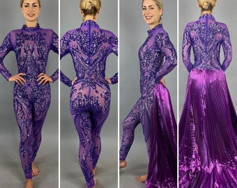 Sequins Catsuit, Exotic dancewear, beautiful jumpsuit for party, wedding bodysuit, trending now.