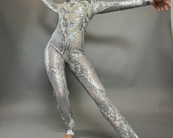 Showgirl costume, Beautiful Sequins Bodysuit, Jumpsuit for gymnastics, Stage Wear, Exotic dance wear, trending now.