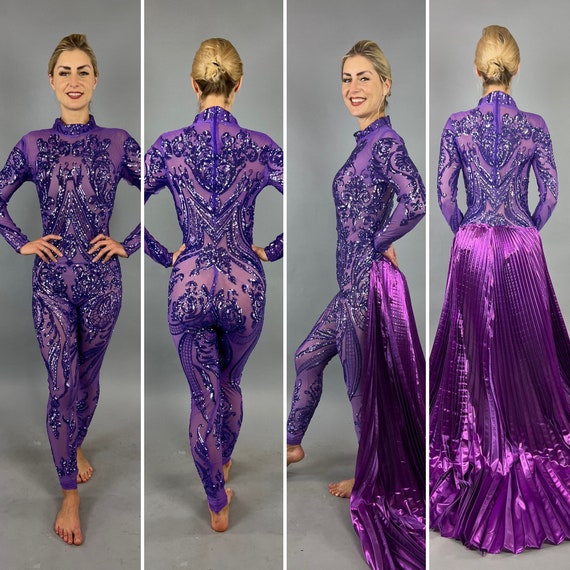 Sequins Catsuit Exotic Dancewear Beautiful Jumpsuit for Etsy