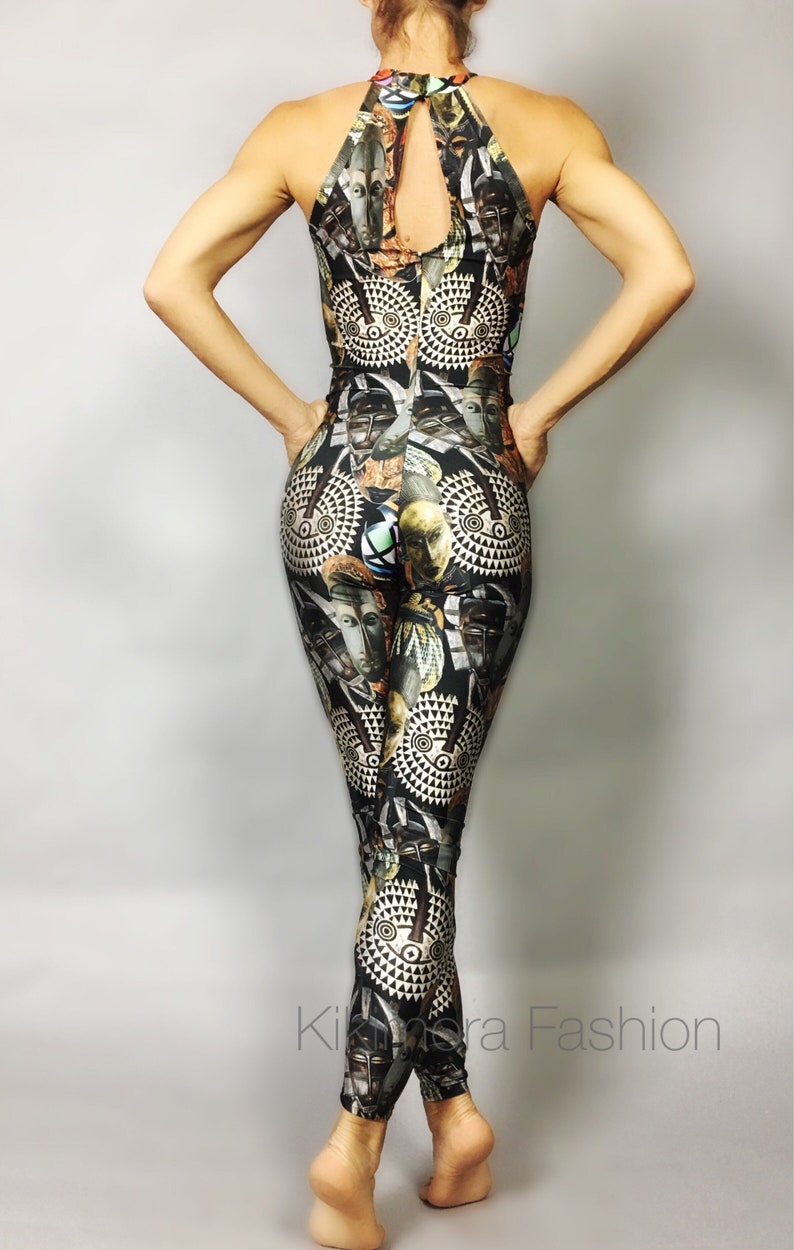 African print catsuit jumpsuit costume for warrior Etsy