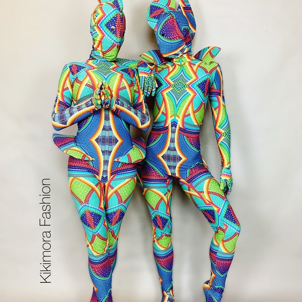 Under the sea outfit.Fantasy creature, cosplay woman or man, zentai fashion, exotic dance wear, circus costume.