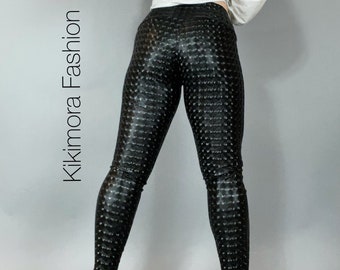 Hot Leggings, leather pants woman or man, Futuristic clothing, like latex, party leggings, club wear.Dress pants