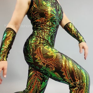 Glittering Sequin Jumpsuit for Exotic Dance, Circus Performances, Gymnastics, and Themed Parties