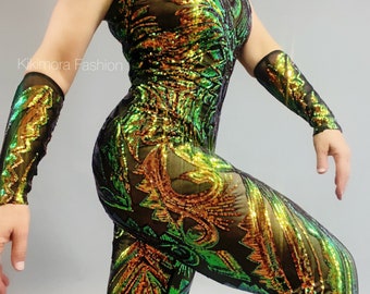 Glittering Sequin Jumpsuit for Exotic Dance, Circus Performances, Gymnastics, and Themed Parties