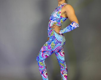 Circus costume, exotic dance wear, gymnastic uniforms, trending now, aerialist gift, festival fashion, stripe outfit.