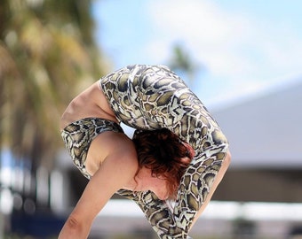 Snake Print Exotic Dance Bodysuit Jumpsuit for Contortionist and Aerial Wear