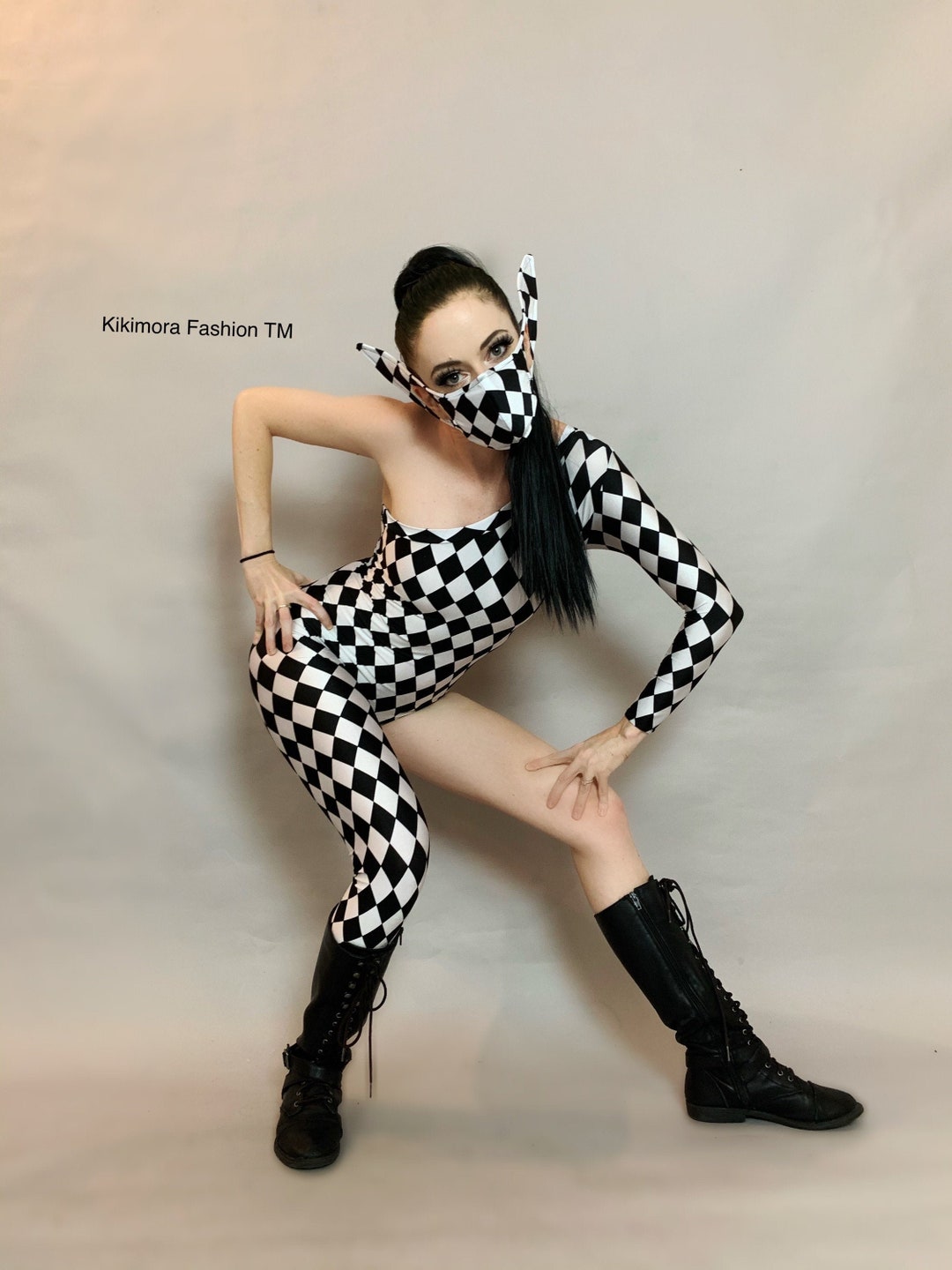 Harlequin Costume, New Trend, Spandex Catsuit , Bodysuit for Woman or Man.  Exotic Dance Wear 