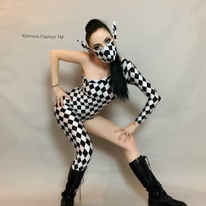 Harlequin Spandex Catsuit: Exotic Dancewear Costume