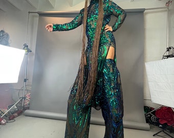Futuristic clothing, Alien Costume, Coachella outfit,  Exotic dance wear, Stilts covers,  Trending now.
