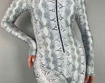 Snake Print jumpsuit for water sport, swimsuit,yoga fashion, dance costume, trending now.