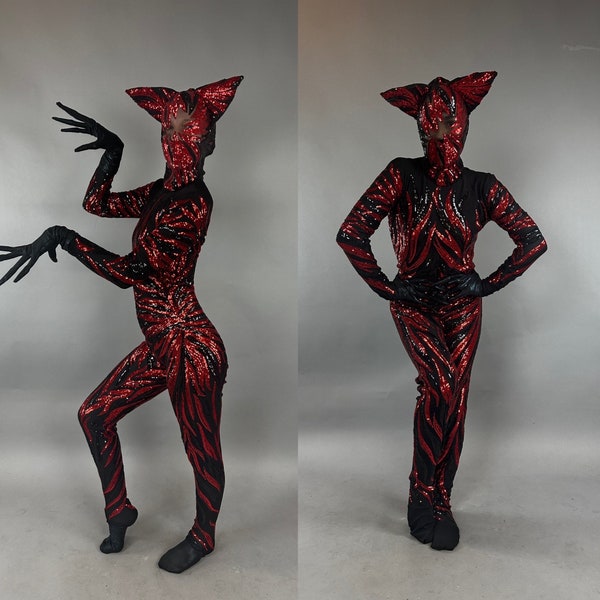 Creature Costume, Fantasy character , Halloween costume, Exotic Dancewear, sequins Catsuit. Trending now.