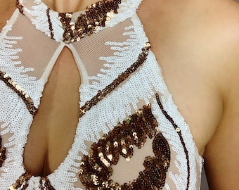 Sparkling Unisex Sequin Jumpsuit: Elegant Wedding Bodysuit for Aerialists, Contortionists & Performers