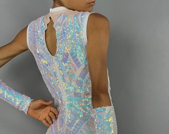 Exotic Unicorn Bodysuit for Dance, Wedding, Gymnastics, Aerialist, Showgirl, Burlesque Costume