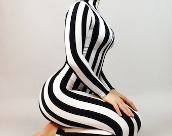 Exotic Stripe Dance Bodysuit for Gymnastics and Circus Parties