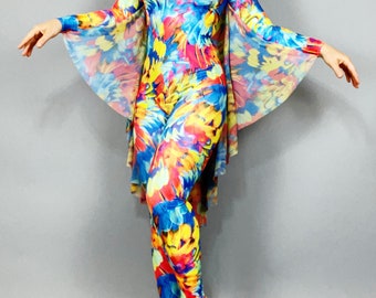 Bodysuit for woman or man, made by measure, bird wings, spandex catsuit, dance wear.