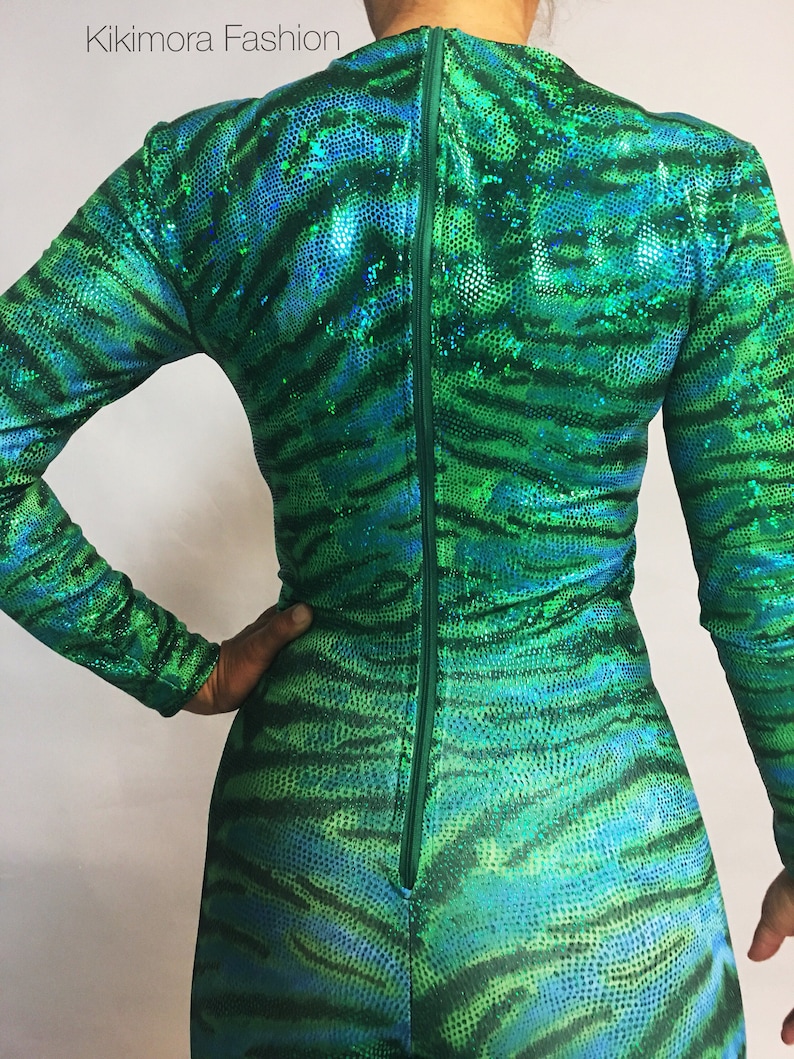 Tiger Green Catsuit Bodysuit Costume For Aerial Contortion Etsy 