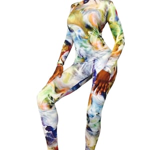Catsuit!Unitard. bodysuit. Body paint spandex print.