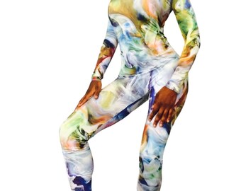 Catsuit!Unitard. bodysuit. Body paint spandex print.