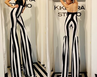 Stilts Costume - stripe legs. Stilt walkers, circus performers jumpsuit.