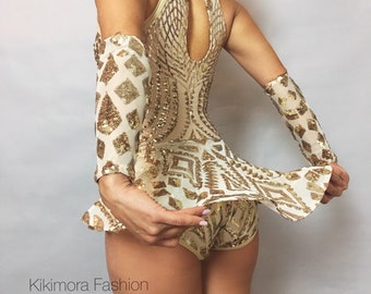 Dazzling Sequin Leotard: Wedding Bodysuit, Showgirl Outfit, Aerialist Gown, Contortionist Dancewear
