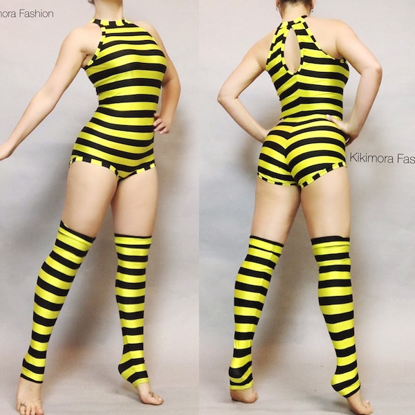 Gymnastic leotard, Exotic Dance wear, Aerialist gifts, Festival outfit, Bee costume, Made by measure, trending now