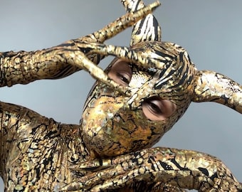 Exotic Gazelle Dance Costume - Futuristic Halloween Outfit for Burning Man, Festivals & Stage Performances
