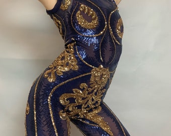 Glittering Sequin Bodysuit: Versatile Showgirl Costume for Dance, Bridal, Pride & Performance