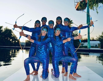 Avatar Blue. Catsuit bodysuit costume for Halloween , dancers, circus performers .