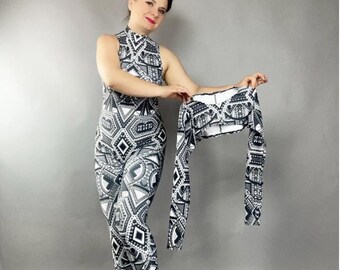 Spandex catsuit, yoga jumpsuit, exotic dance wear,  geometric print, Spandex bodysuit, unisex clothing, Trending Now.