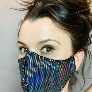 Beautiful Black Iridescent Face Mask Breathing Maskreusable - Etsy