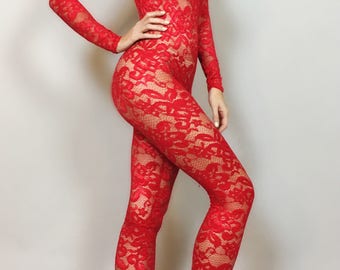 Sheer Bodysuit for Woman or man, Showgirl costume ,Lace catsuit ,Beautiful Contortion costume, exotic dance wear