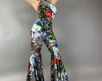 Rave Jumpsuit, Bellbottom onesie, Disco costume, futuristic clothing,Party outfit, Festival Fashion, EDM outfit,  Trending now.
