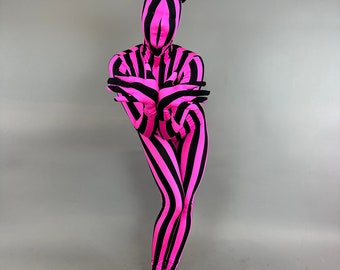 Futuristic Cat Costume: Exotic Dance Jumpsuit for Burning Man, Cosplay, Aerialist & Fitness Wear