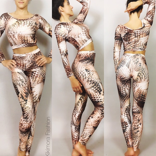 Crop top leggings active ware.bodysuit costume // woman outfit // exotic dancer wear // trending now