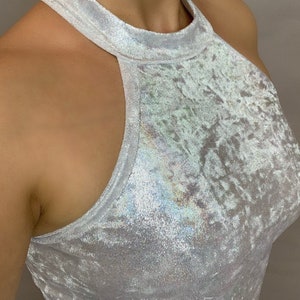 Pearl Velvet Catsuit: Halter Sleeveless Jumpsuit Costume