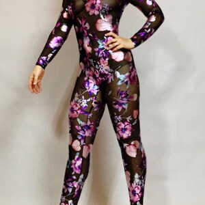 Beautiful Catsuit costume, Sheer Bodysuit, Trending now, aerialist gift, contortionist costume, Exotic Dance wear.. image 4