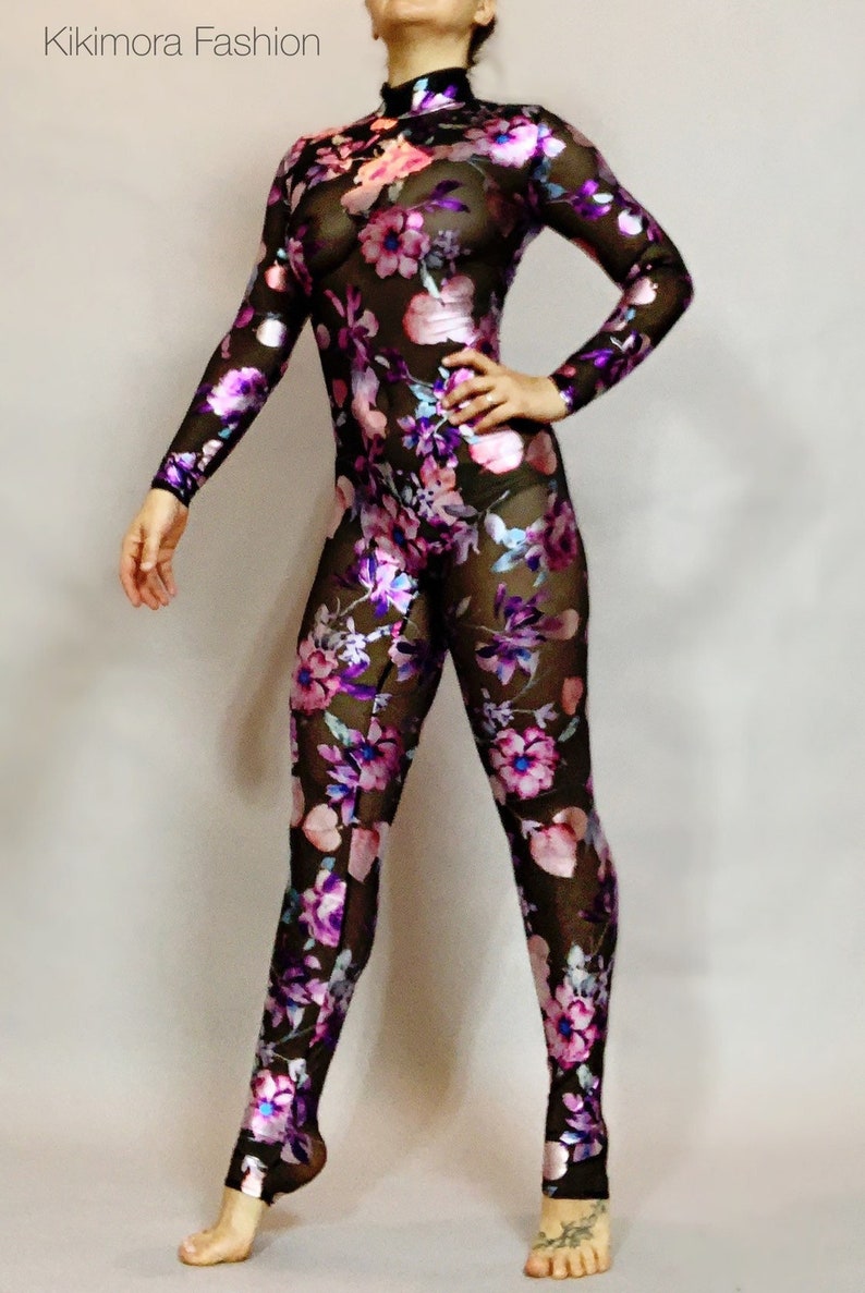 Beautiful Catsuit costume, Sheer Bodysuit, Trending now, aerialist gift, contortionist costume, Exotic Dance wear.. image 4