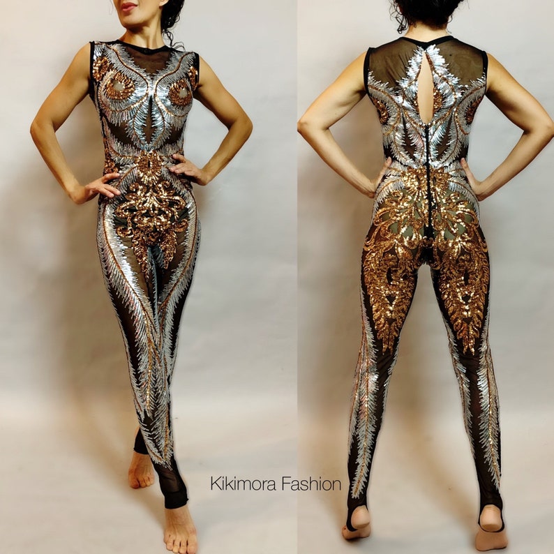 Showgirl costume ,Sequin Bodysuit for Woman or man. Shiny ,Beautiful Contortionist costume, personalized dressing gown 