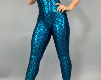 Mermaid Spandex Unitard: Exotic Dance, Yoga, Aerialist Costume - Custom Fit Catsuit for Performance