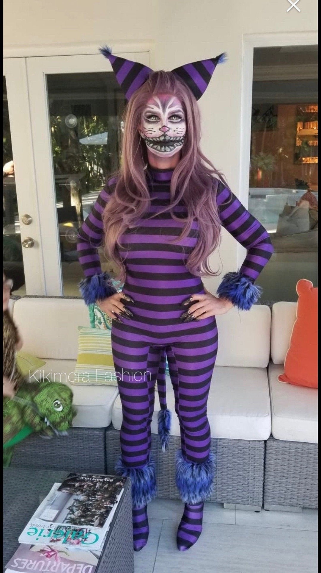 Cheshire Cat Halloween Costume Spandex Jumpsuit Beautiful