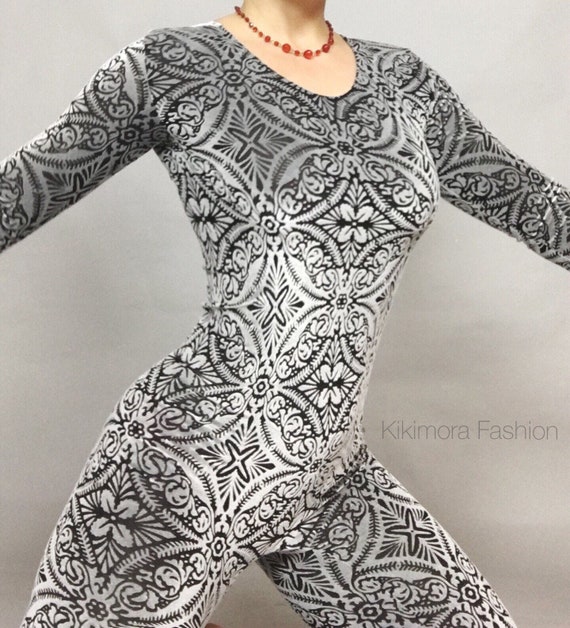 Catsuit!Unitard. bodysuit. Body paint lycra print. – Kikimora