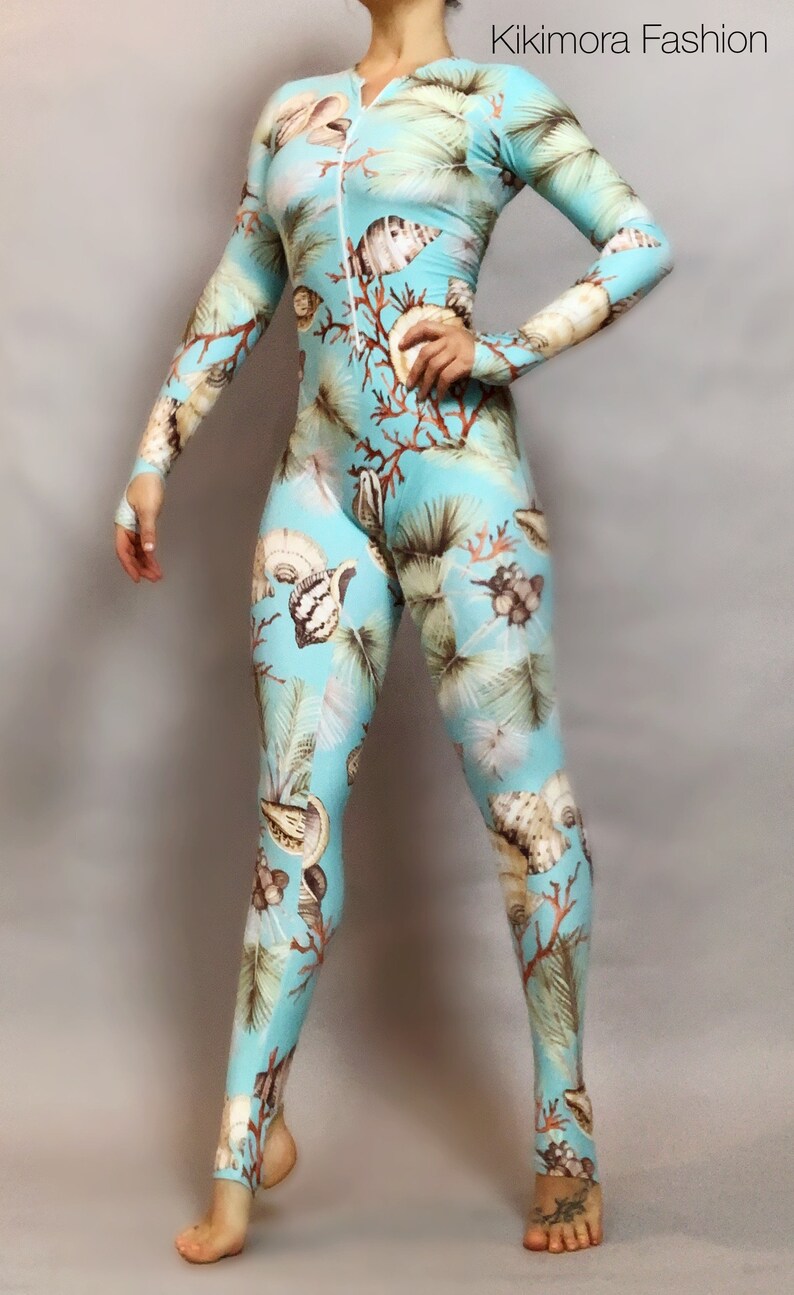 Seashell -catsuit dance wetsuit costume for yoga circus competition . swimsuit