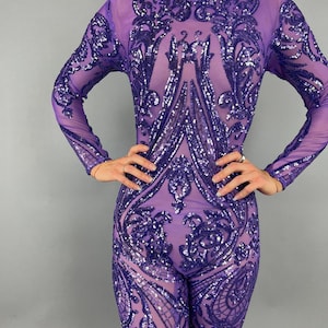 Glamorous Sequin Catsuit: Exotic Dancewear for Parties, Weddings, and Performances