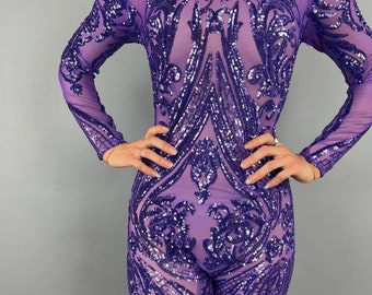Glamorous Sequin Catsuit: Exotic Dancewear for Parties, Weddings, and Performances