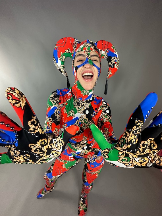 Costume da Joker body da giullare abbigliamento da ballo esotico moda da festival abito da festa stampa circense di tendenza. Festa del Martedi Grasso Etsy Italia