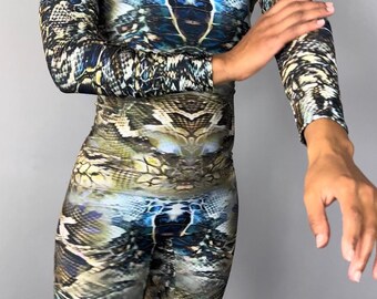 Sleek Snake-Inspired Bodysuit for Gymnastics, Yoga, Exotic Dance, Water Sports & Diving