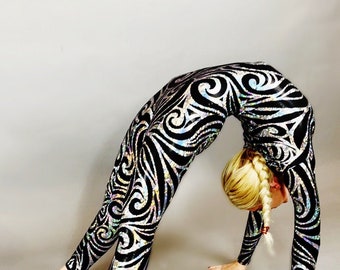 Gymnastic jumpsuit, Beautiful costume for Aerialist, Contortionist gift, Spandex bodysuit, Exotic Dancewear.