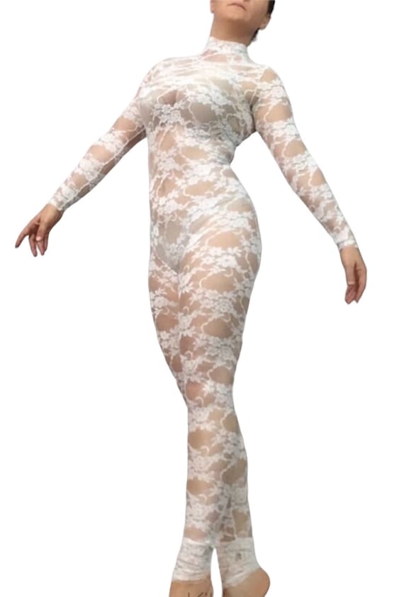 Lace Catsuit sheer Bodysuit for Woman or Man Wedding Bodysuit beautiful Contortion Costume Exotic Dance Wear Etsy UK