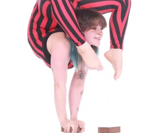 Circus costume, exotic dance wear, gymnastic uniforms, trending now, aerialist gift, festival fashion, stripe outfit.