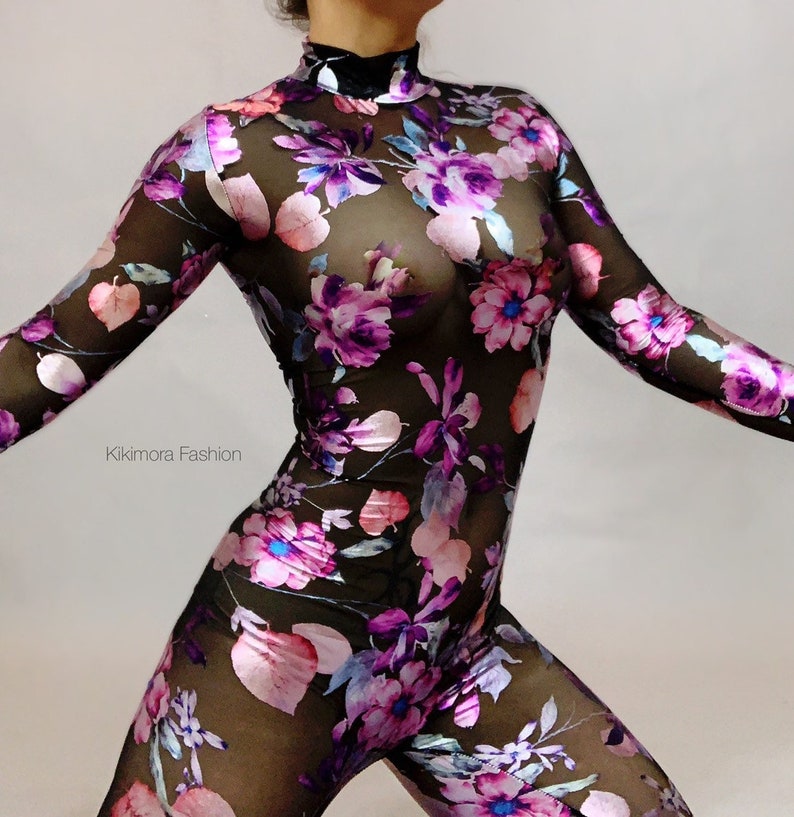 Beautiful Catsuit costume, Sheer Bodysuit, Trending now, aerialist gift, contortionist costume, Exotic Dance wear.. image 3